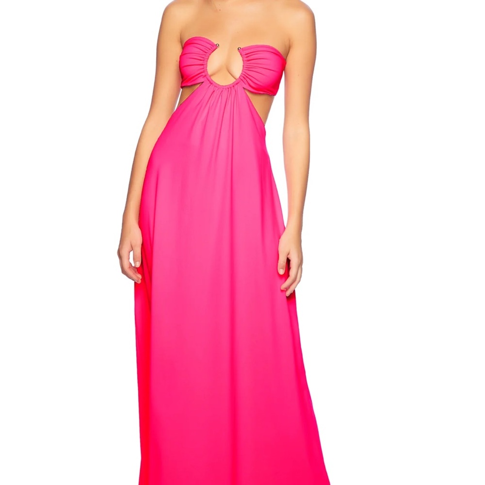 Susana Monaco Shocking Pink U Wire Cut Out Maxi Dress